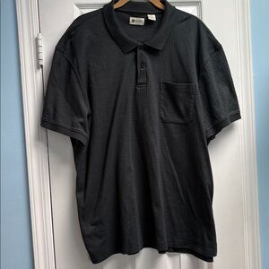 Haggar Clothing Deep Dark Green Black 2 Buttons Up Polo Shirt Men's Tee Size XXL
